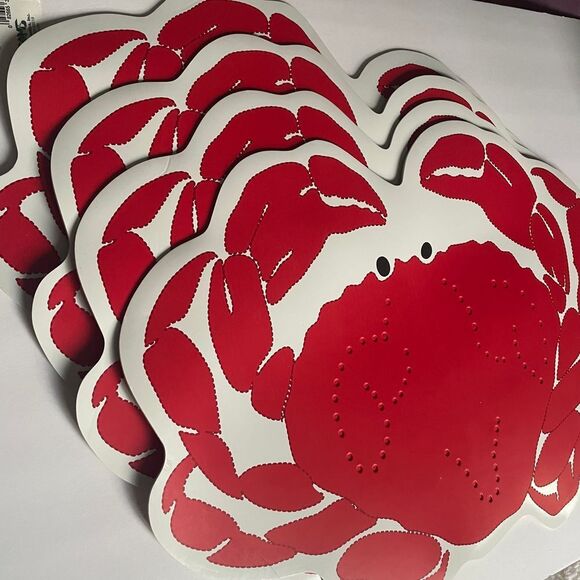 Other - Crab shaped vinyl foam backed placemats sea critter ocean seafood red set of 4‎